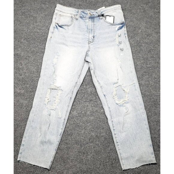 Rue21 Jeans Mens 32X34 Blue Denim Loose Crop Supreme Flex Distressed Stretch New - Picture 1 of 12